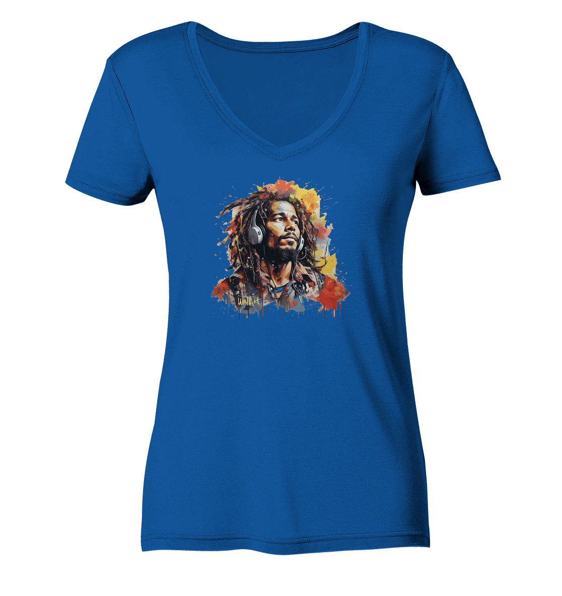 WallArt - Bob Marley - Ladies Organic V-Neck Shirt