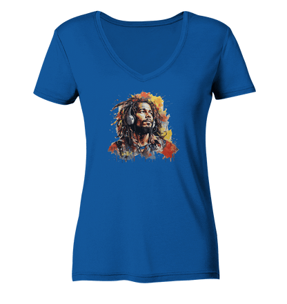 WallArt - Bob Marley - Ladies Organic V-Neck Shirt