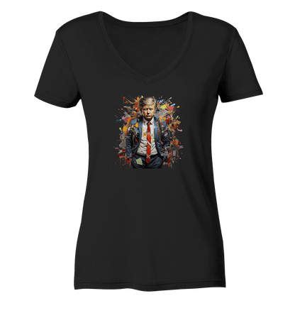 WallArt - Donald Trump - Ladies Organic V-Neck Shirt