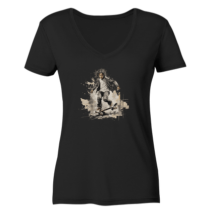 WallArt - Skate - Ladies Organic V-Neck Shirt - Snapshirts