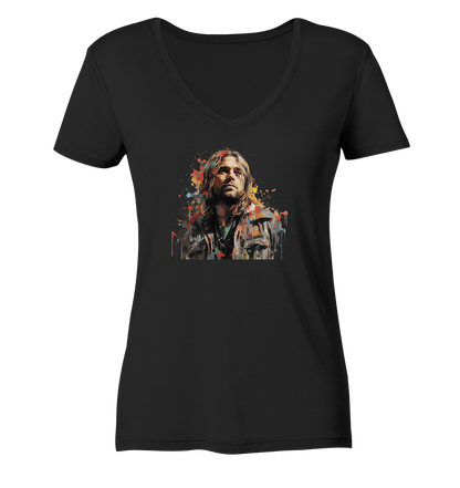 WallArt - Kurt Cobain - Ladies Organic V-Neck Shirt - Snapshirts