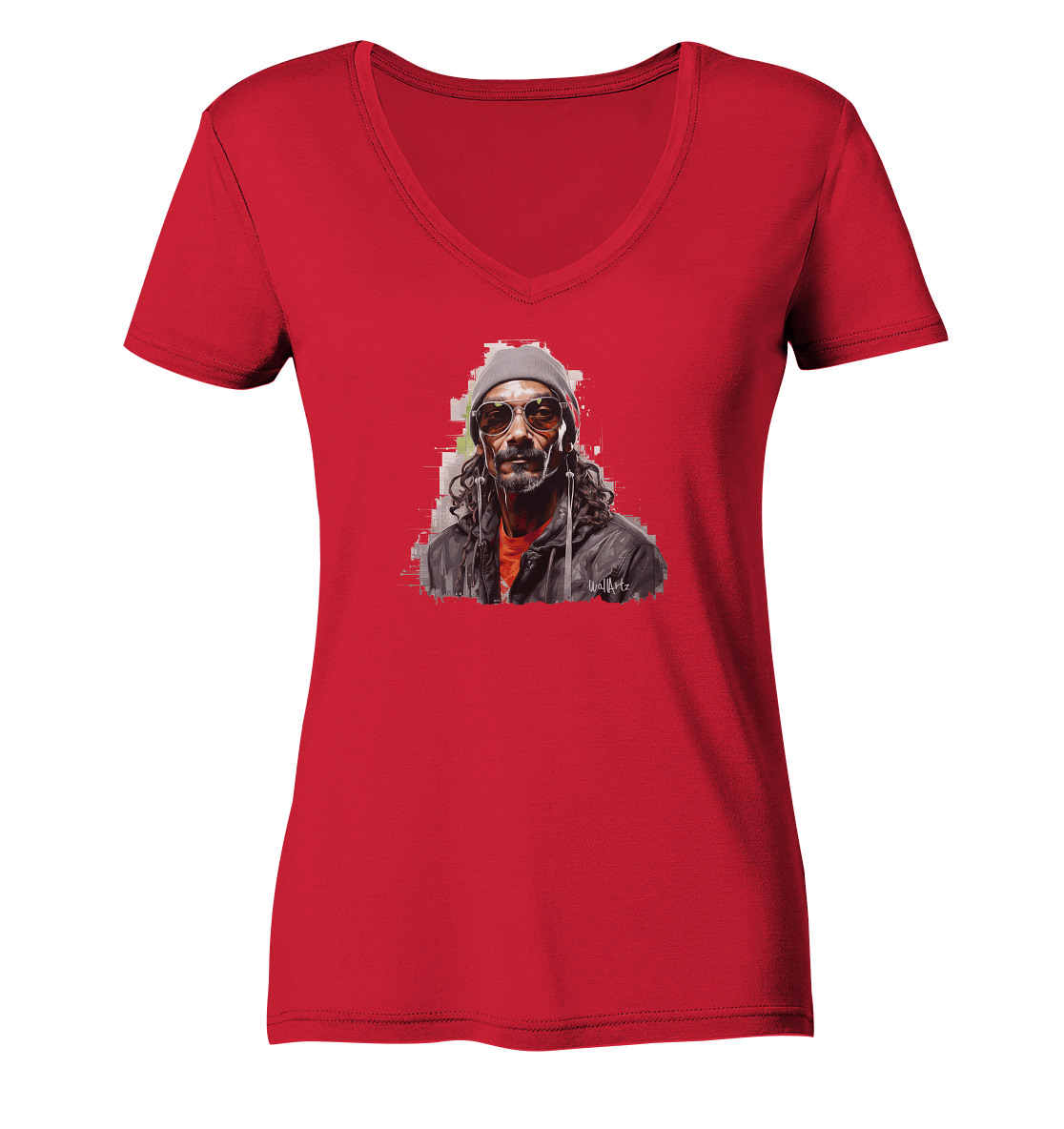 WallArt - Snoop Dog - Ladies Organic V-Neck Shirt - Snapshirts