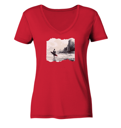 Northern Surfline - Ladies Organic V-Neck Shirt - Snapshirts