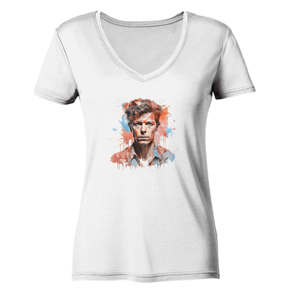 WallArt - David Bowie - Ladies Organic V-Neck Shirt