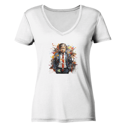 WallArt - Donald Trump - Ladies Organic V-Neck Shirt
