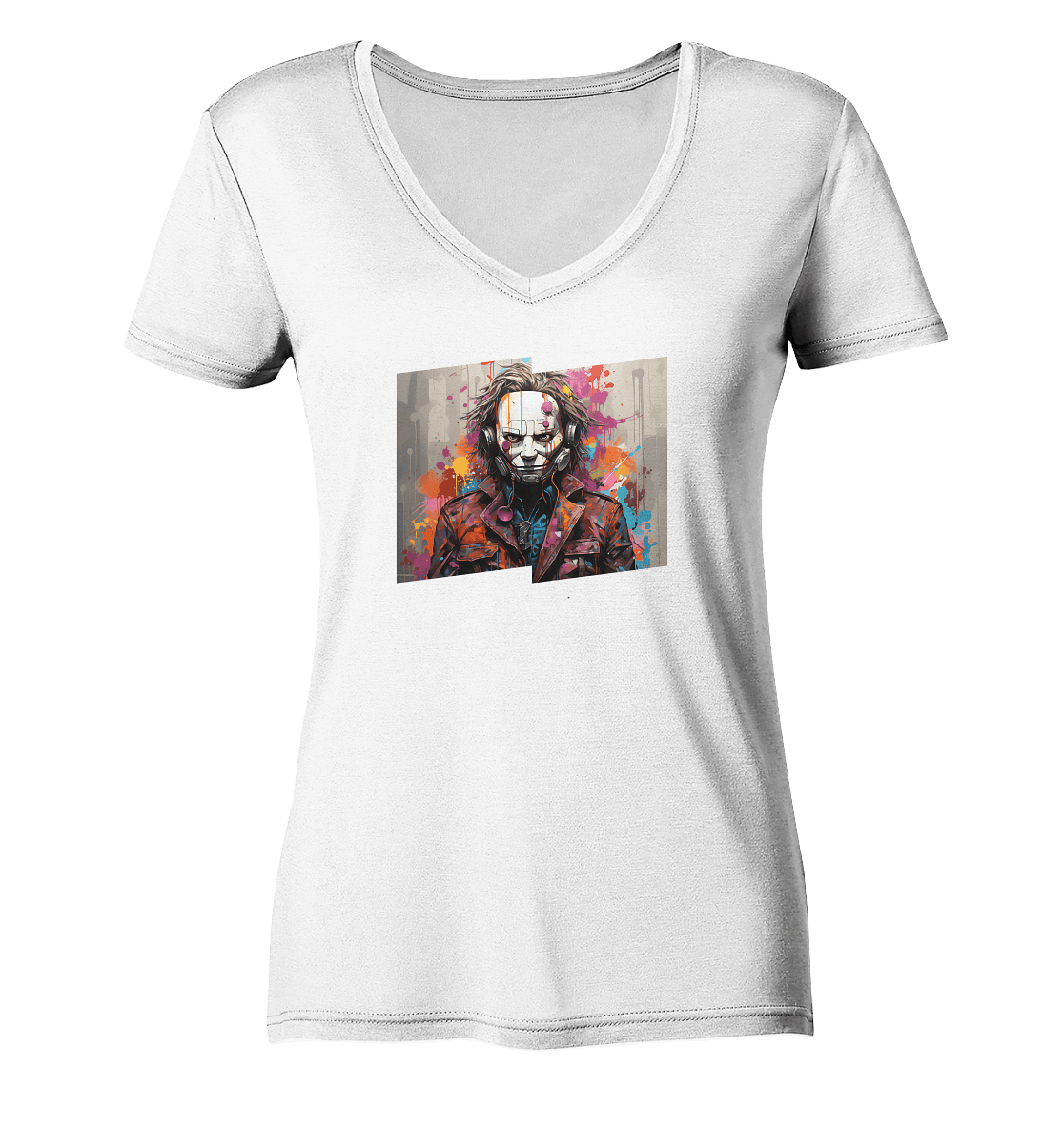 WallArt - Michael Myers - Ladies Organic V-Neck Shirt - Snapshirts