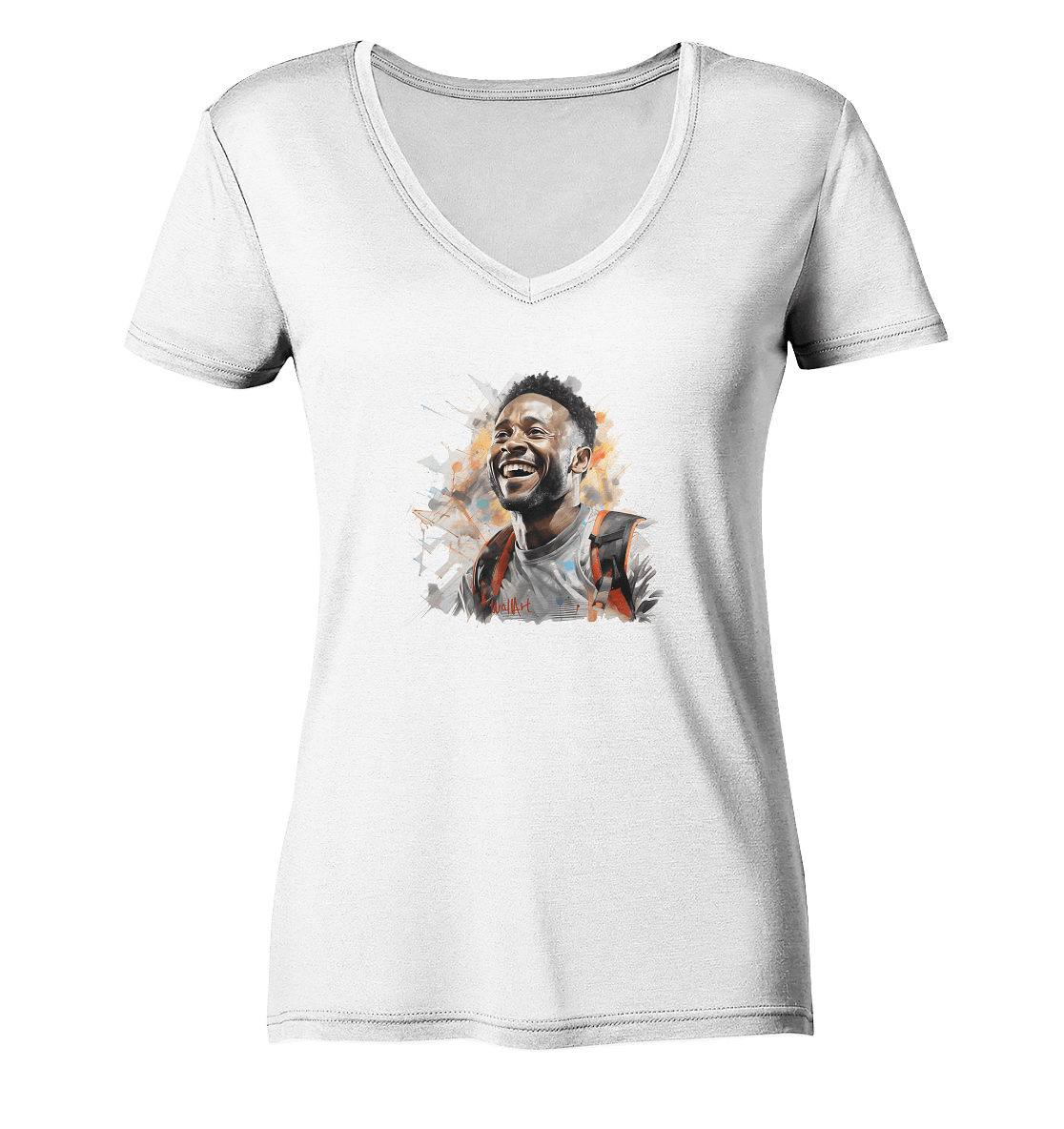 WallArt - Pelé - Organic Shirt - Ladies Organic V-Neck Shirt - Snapshirts
