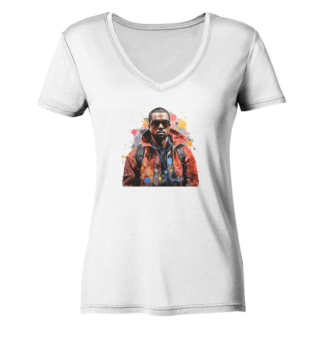 WallArt - Kanye_West - Ladies Organic V-Neck Shirt - Snapshirts