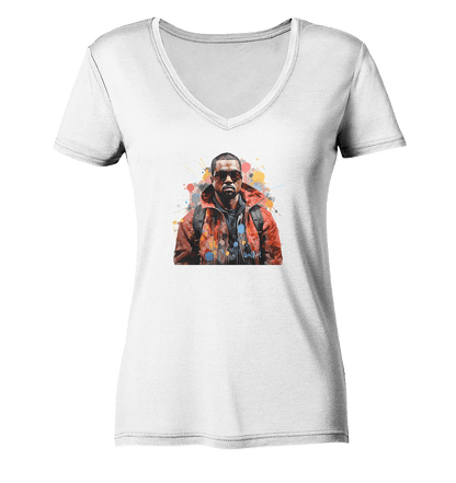 WallArt - Kanye_West - Ladies Organic V-Neck Shirt - Snapshirts