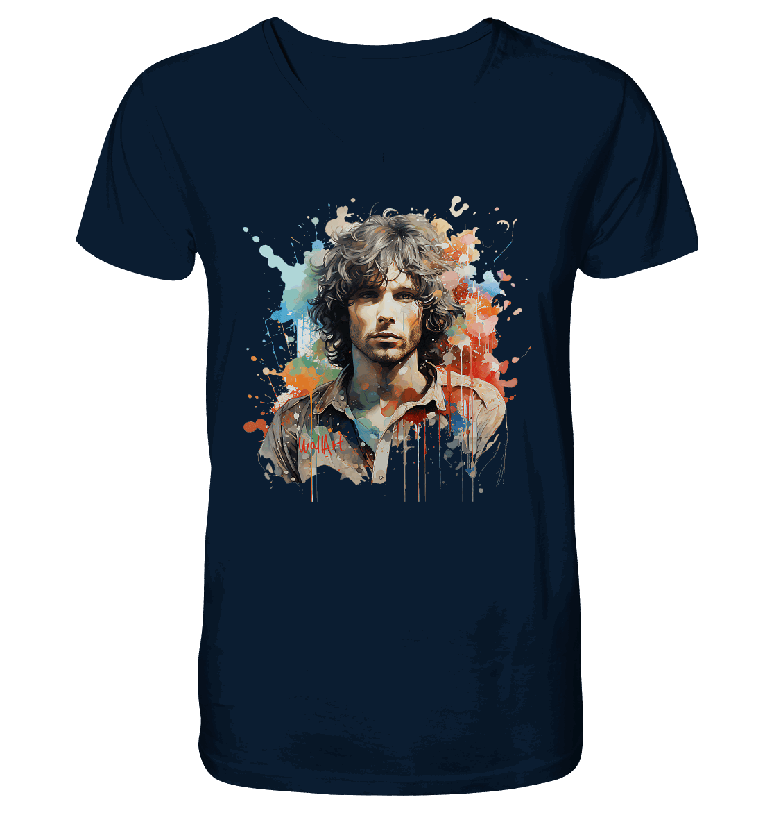 WallArt - Jim Morrison - Mens Organic V-Neck Shirt