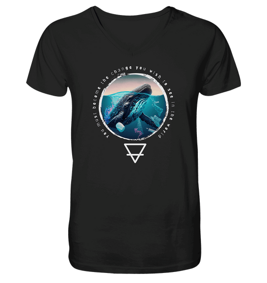 Nature - You must become the change you wish to see in the world  - Mens Organic V-Neck Shirt