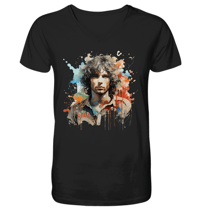 WallArt - Jim Morrison - Mens Organic V-Neck Shirt