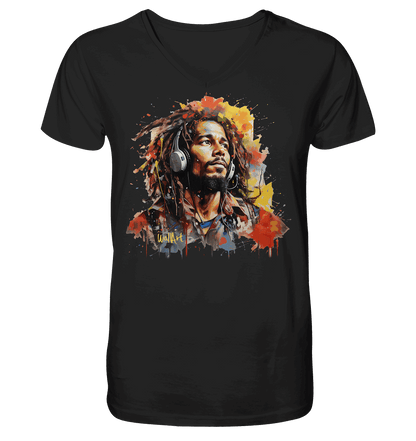 WallArt - Bob Marley - Mens Organic V-Neck Shirt