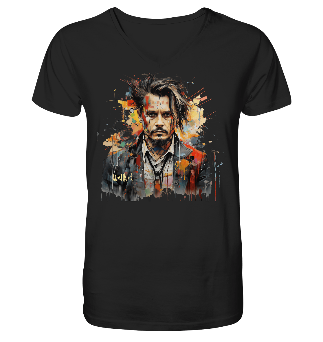 WallArt - Johnny Depp - Mens Organic V-Neck Shirt - Snapshirts