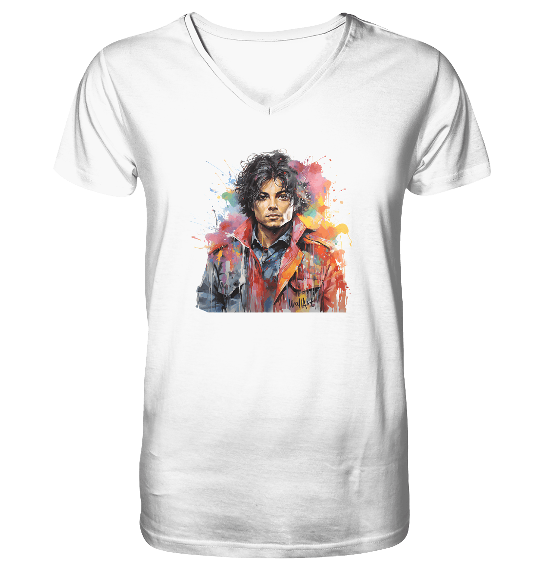 WallArt - Michael Jackson - Mens Organic V-Neck Shirt - Snapshirts